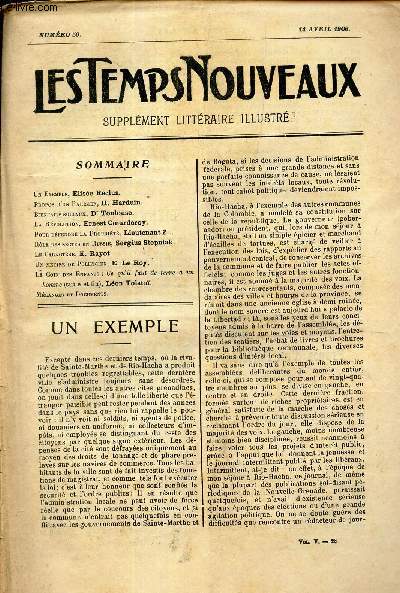LES TEMPS NOUVEAUX - supplement litteraire - TOME 5eme -N50/ Un exeple/ Propos d'un parisien/ Bienfaits sociaux/ LA Revolution/ Pour defendre la Proprit/Role des sectes en Russie/Le caractere/ Un metier de politicien/