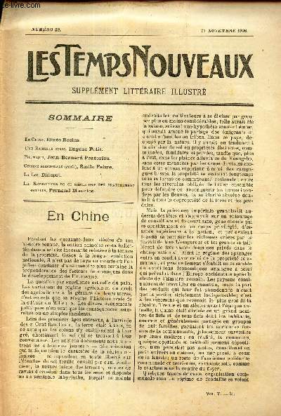 LES TEMPS NOUVEAUX - supplement litteraire - TOME 5eme -N/ En chine/ Une bastille russe/Politique/Xuisine lectorale (suite)/LA loi/ Les Revolutions de ce siecle on t franchement sociales