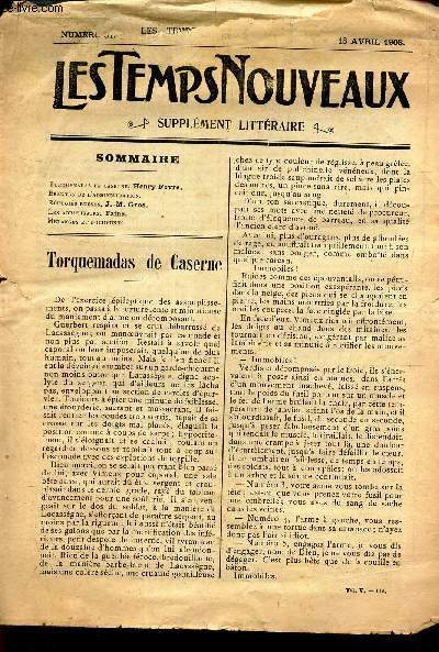 LES TEMPS NOUVEAUX - supplement litteraire - TOME 5eme -N51/ torquemadas de caserne/Beauts de l'administration/Refugis russes/Les abrutisseurs/Melanges et documents.