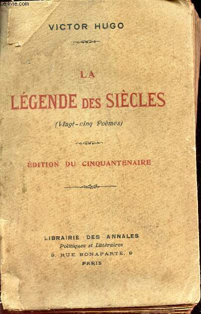 LA LEGENDE DES SIECLES. VIGT CINQ POEMES.