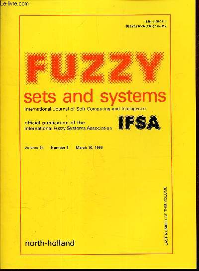 FUZZY SETS AND SYSTEMS -Vol.94 - N3 - March 16, 1998.