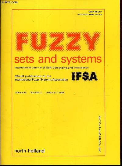 FUZZY SETS AND SYSTEMS -Vol.93 - N3 - february 1, 1998