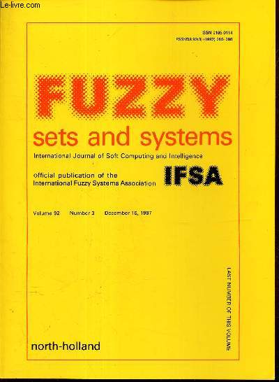FUZZY SETS AND SYSTEMS -Vol.92 - N3 - dec 16, 1997.