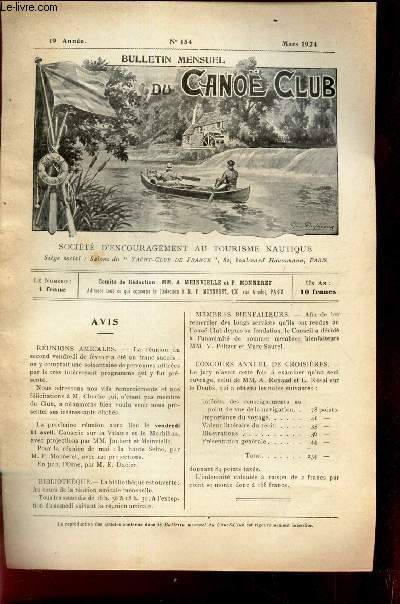BULLETIN MENSUEL DU CANOE CLUB - N154 - MArs 1924 / Croisieres et reunions nautiques / Le SEMOY / LEs croisieres de 1923 / Du Portage...