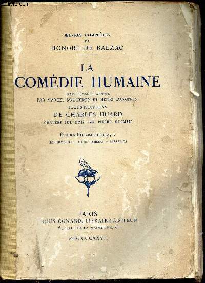 LA COMEDIE HUMAINE - ETUDES PHILOSOPHIQUES, V - Les proscrits - Louis Lambert - Seraphita. // Texte rvis et annot par Marcel BOUTERON et Henri LONGNON..