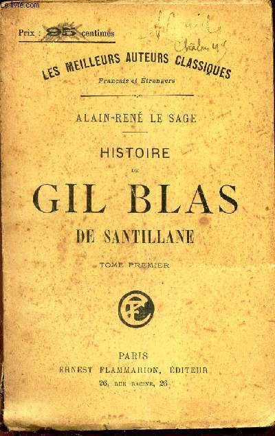 HISTOIRE DE GIL BLAS DE SANTILLANE - TOME PREMIER.