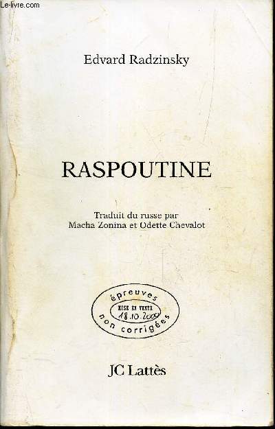 RASPOUTINE - EPREUVES NON CORRIGEES - MISE E NVENTE 18.10.2000