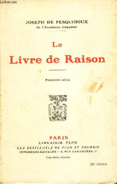 LE LIVRE DE RAISON