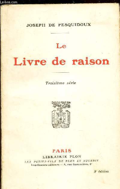 LE LIVRE DE RAISON