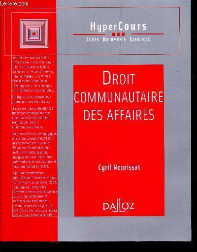 DROIT COMMUNAUTAIRE DES AFFAIRES.