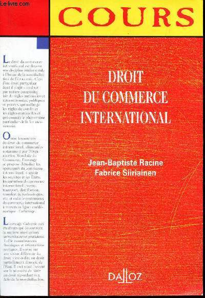 DROIT DU COMMERCE INTENRATIONAL.