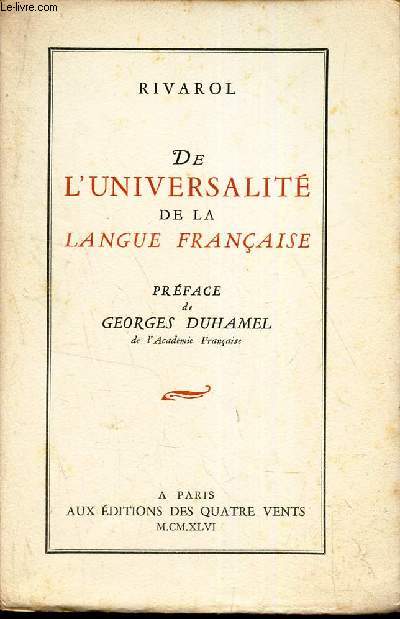 DE L'UNIVERSITE DE LA LANGUE FRANCAISE.