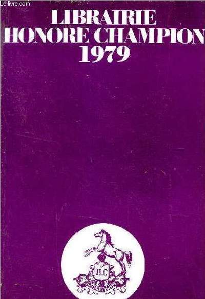 Catalogue librairie Honor Champion 1979.