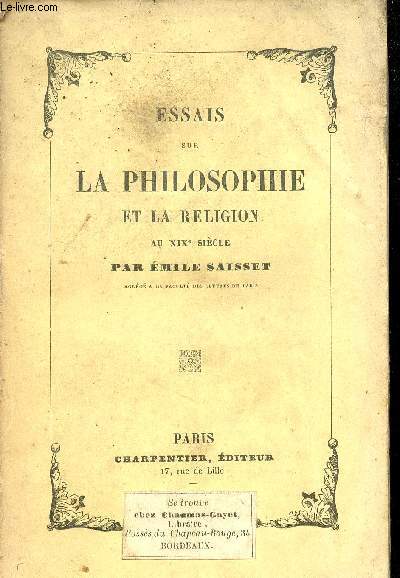 Essais sur la philosophie et la religion au XIXe sicle.