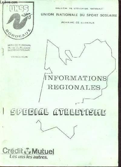 Union nationale du sport scolaire acadmie de Bordeaux - Informations rgionales - Spcial athltisme 1986-1987.