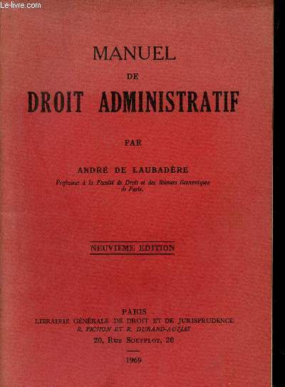 Manuel de droit administratif - 9e dition.