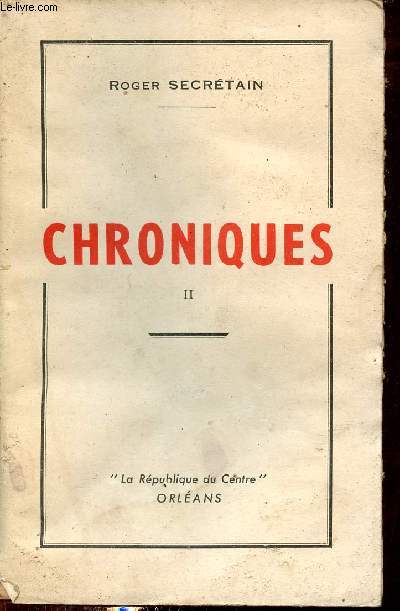 Chroniques - Tome 2 + envoi de l'auteur.