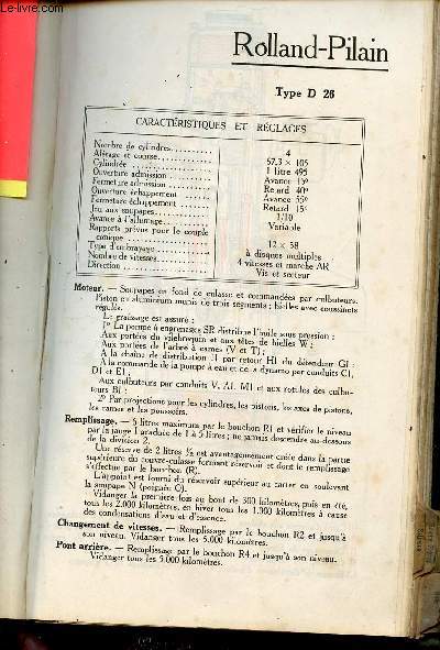 Guide du garagiste Kervoline 1928 : Rolland-Pilain Type D 26.