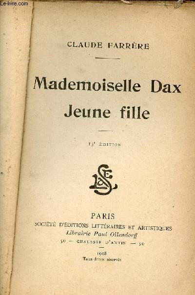Mademoiselle Dax Jeune fille - 13e dition.