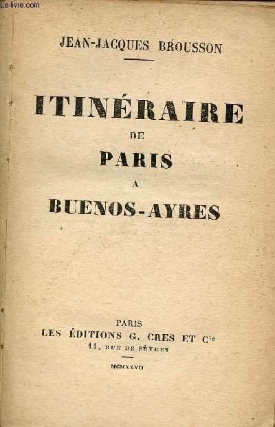 Itinraire de Paris  Buenos-Ayres.