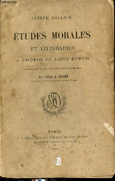 Etudes morales et littraires  propos de Lord Byron.