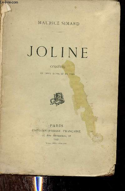 Joline comdie en deux actes et en vers.