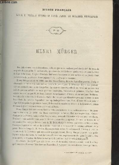 Le Muse Franais portraits des contemporains dessins d'aprs les meilleurs photographies - 1862 - Henry Mrger.