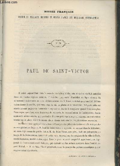 Le Muse Franais portraits des contemporains dessins d'aprs les meilleurs photographies - 1862 - Paul De Saint-Victor.
