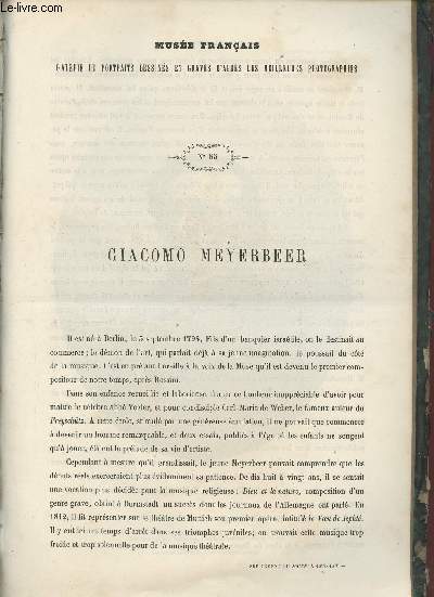 Le Muse Franais portraits des contemporains dessins d'aprs les meilleurs photographies - 1862 - Giacomo Meyerbeer.