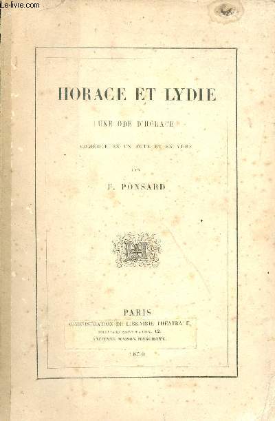 Horace et Lydie (une ode d'Horace) comdie en un acte et en vers.