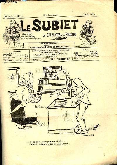 Le Subiet des Chrentes et Dau Poutou n19 30e anne 5 aout 1931 - Un dessin de Big - ine boune chasse - en fasant teuter l'vi par Lxis Chaboussa - Thielle petouse de Zlie par Lexis Pataraud - in houme vesqu par Jean Bte etc.