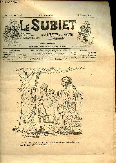 Le Subiet des Chrentes et Dau Poutou n24 29e anne 20 octobre 1930 - Un dessin de R.Massonnaud - le chapi d'Ustelle par Diagorce Richaud - l'espousition coloniale de La Rochelle par le bounhomme Charlet - in dgourdi par Jean Denis Couillarda etc.