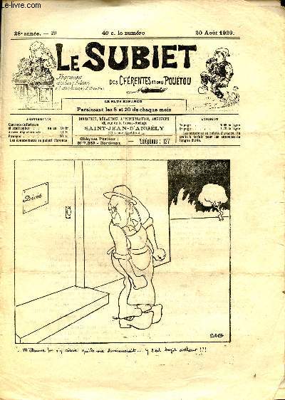 Le Subiet des Chrentes et Dau Poutou n20 28e anne 20 aout 1929 - Un dessin de Big - Les monjhettes par Boun Ap Tit - nous conseillers par les conseillers de moun endreit - les coucous par par Bernardeau - le thlavia par P.M. - Frazine  Paris etc.