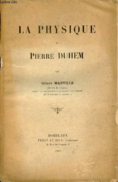 La physique de Pierre Duhem.