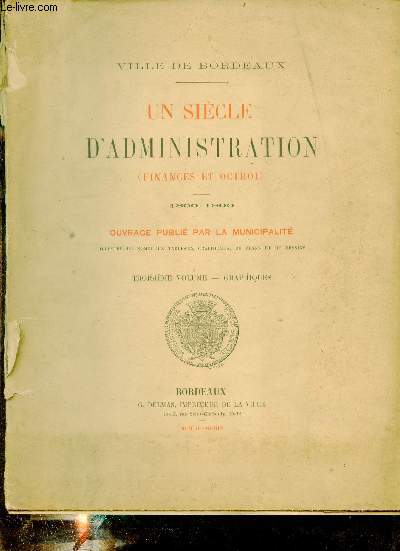 Ville de Bordeaux - Un sicle d'administration (finances et octroi) - 1800-1900 - Troisime volume : Graphiques.