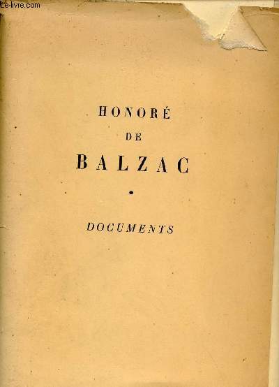Honor De Balzac - Documents.