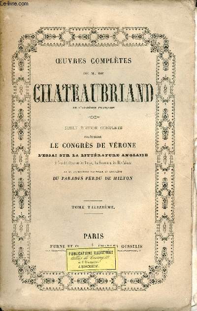 Oeuvres compltes de M.De Chateaubriand - Tome 13 : Gnie du christianisme III.
