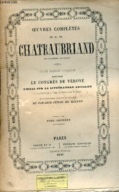 Oeuvres compltes de M.De Chateaubriand - Tome 16 : Les Natchez.
