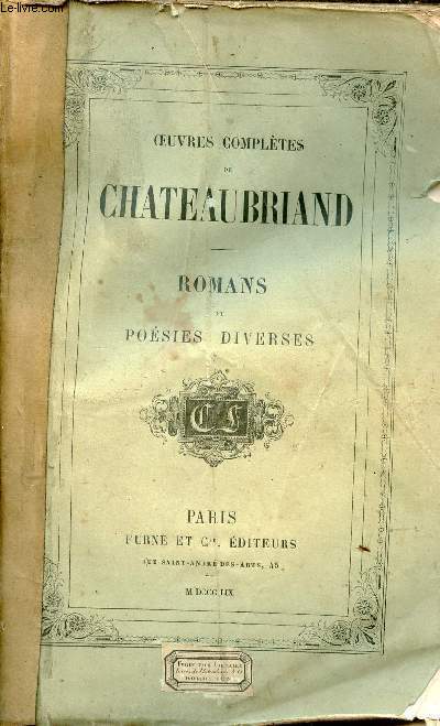 Oeuvres compltes de Chateaubriand - Romans et posies diverses.