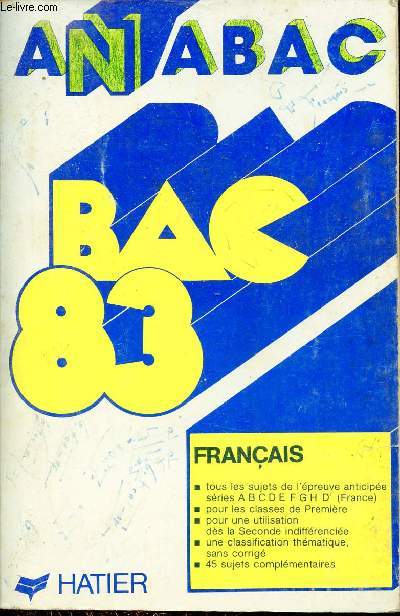 Anabac 1983 - Bac franais.