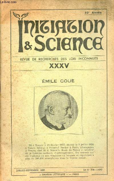 Initiation & Science n25 10e anne juillet septembre 1955 - Yoga et coueisme - le congrs mondial pythagoricien -  propos du passage de la mer rouge - le psychoplasma - les soucoupes volantes - le pantacle universel etc.