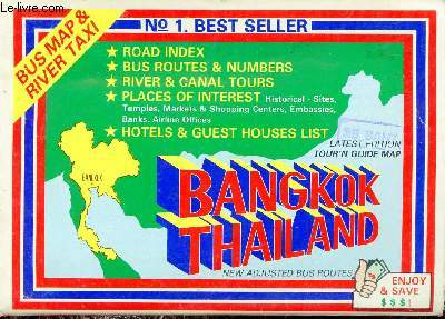 Une carte en couleur dpliante Bangkok Thailand d'environ 50 x 75 cm.