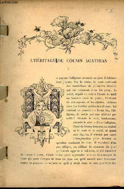 Revue Universelle Illustrée - L'héritage du cousin Agathias par Charles Normand.