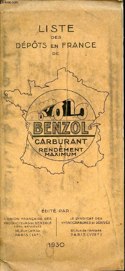 Liste des dpts en France de Benzol carburant a rendement maximum.