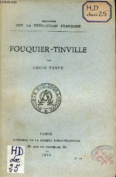 Fouquier-Tinville - Collection brochures sur la rvolution franaise.