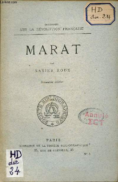 Marat - Collection brochures sur la rvolution franaise - 2e dition.