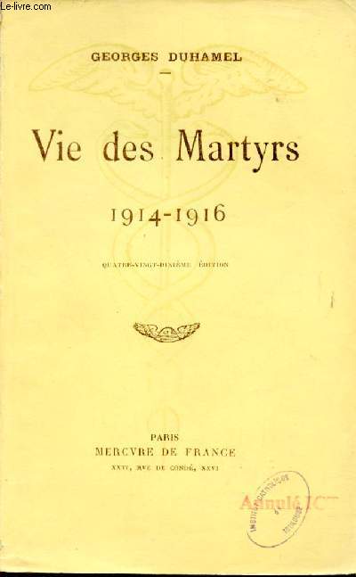 Vie des Martyrs 1914-1916 - 90e dition.