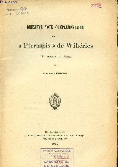 Deuxime note complmentaire sur le Pteraspis de Wihries (P.dunensis F.Roemer).