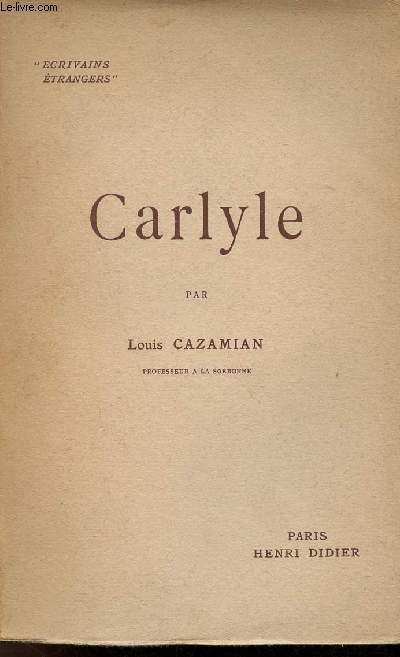 Carlyle - Collection crivains trangers.