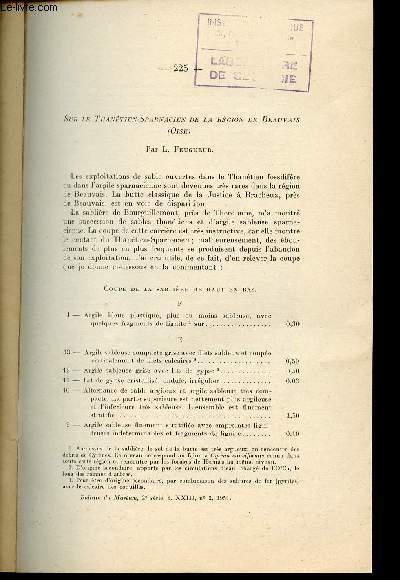 Sur le thantien-sparnacien de la rgion de Beauvais (Oise) - Extrait du bulletin du Musum 2e srie t.XXIII n2 1951.